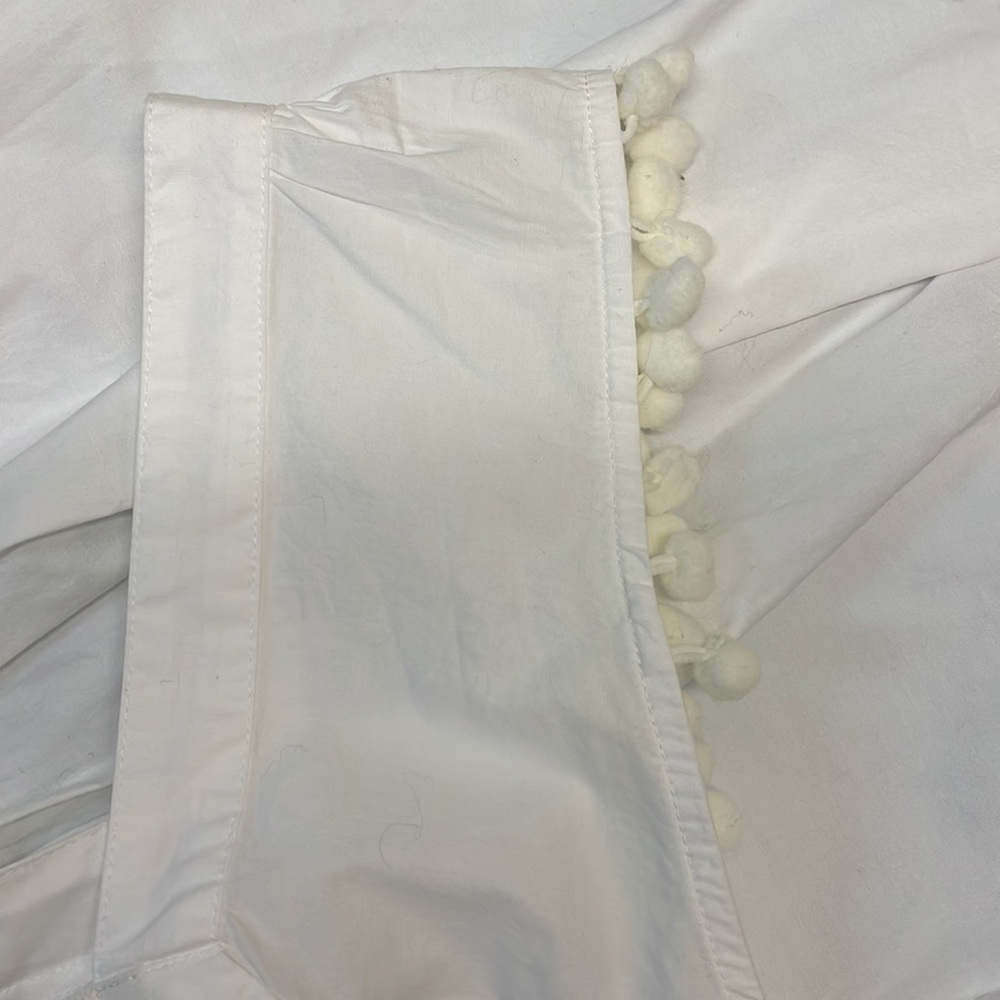 J. Crew White Square Neck Pompom Top - Picture 4 of 6